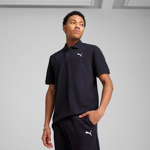 Camiseta tipo polo Essentials de piqué para hombre, New Navy, extralarge
